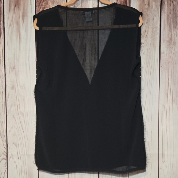 Alberto Makali Sheer Black Gold Studded Cardigan Vest Hook & Eye Closure Medium - Picture 6 of 7